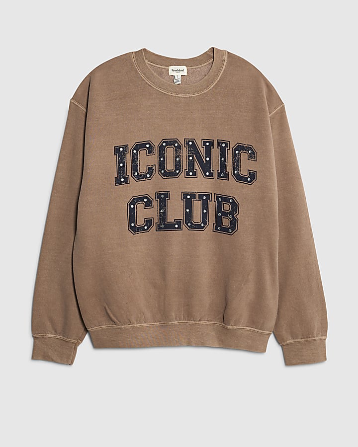 Beige Long Sleeve Iconic Club Sweatshirt
