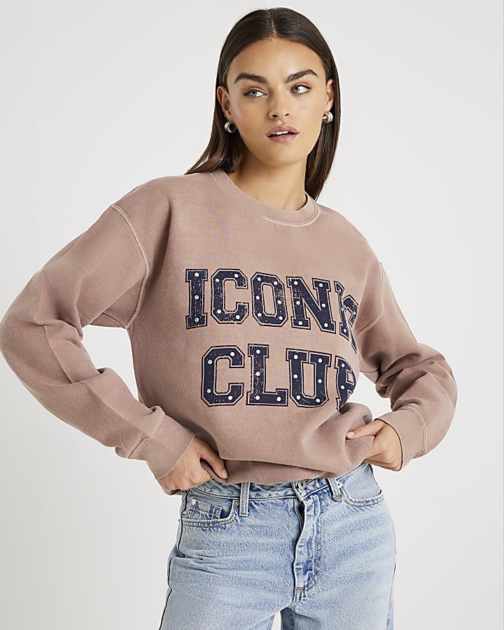 Beige Long Sleeve Iconic Club Sweatshirt