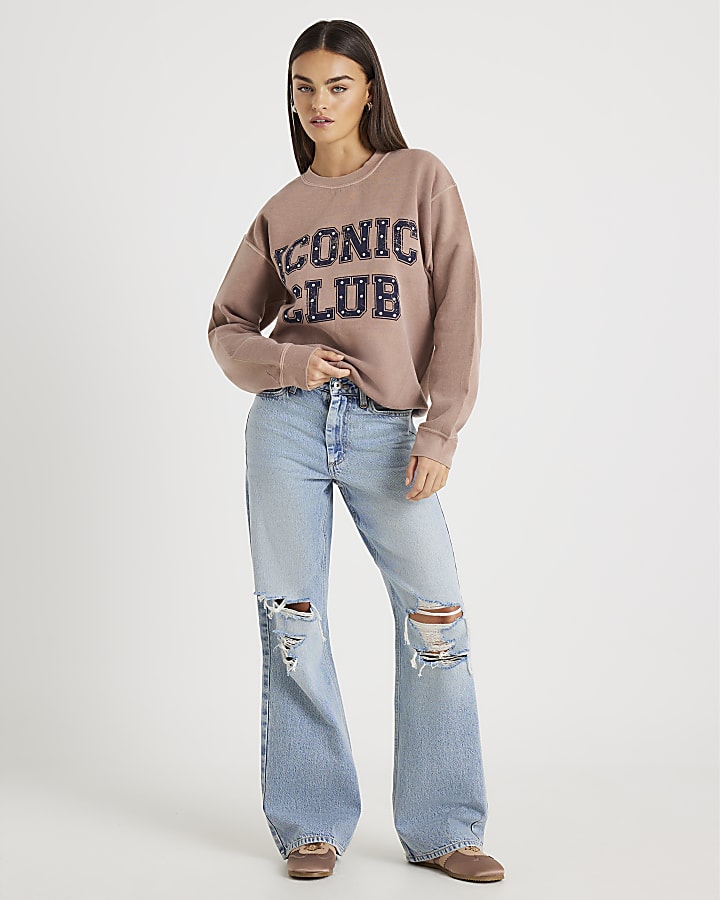 Beige Long Sleeve Iconic Club Sweatshirt