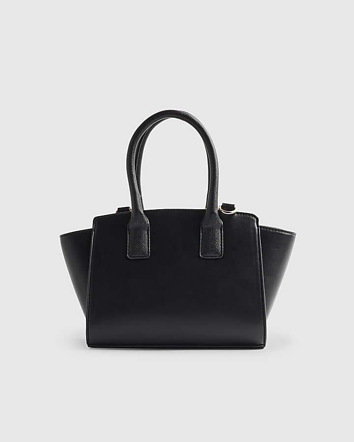 Black Winged Panelled Zip Tote Bag
