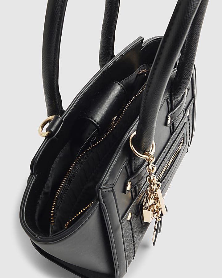 Black Winged Panelled Zip Tote Bag