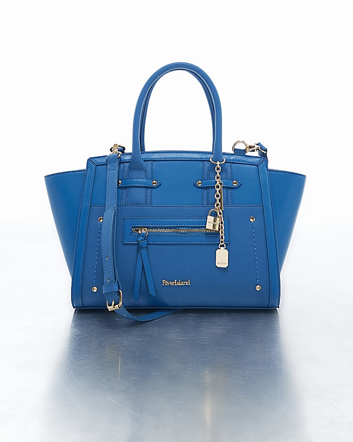 Blue Winged Panelled Zip Tote Bag