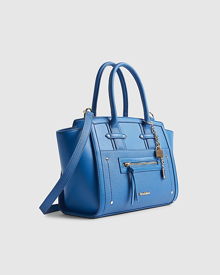 Blue Winged Panelled Zip Tote Bag