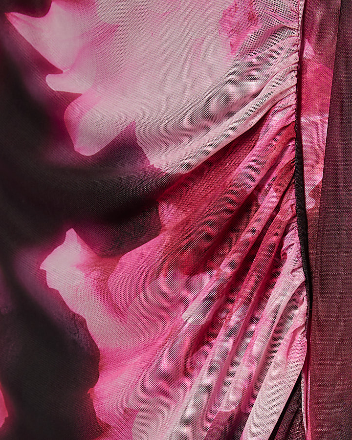 Petite Pink Floral Print Midi Dress