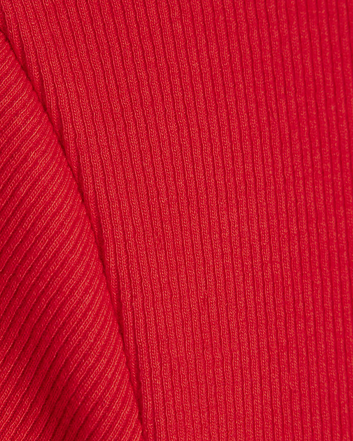 Red Fitted Ribbed T-shirt