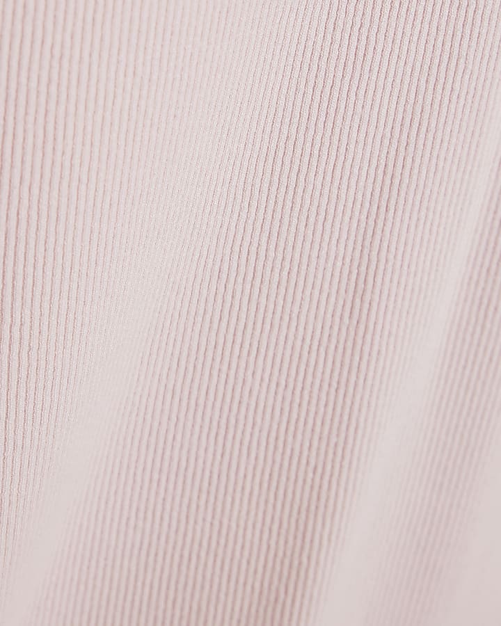 Pink Fitted Ribbed T-shirt