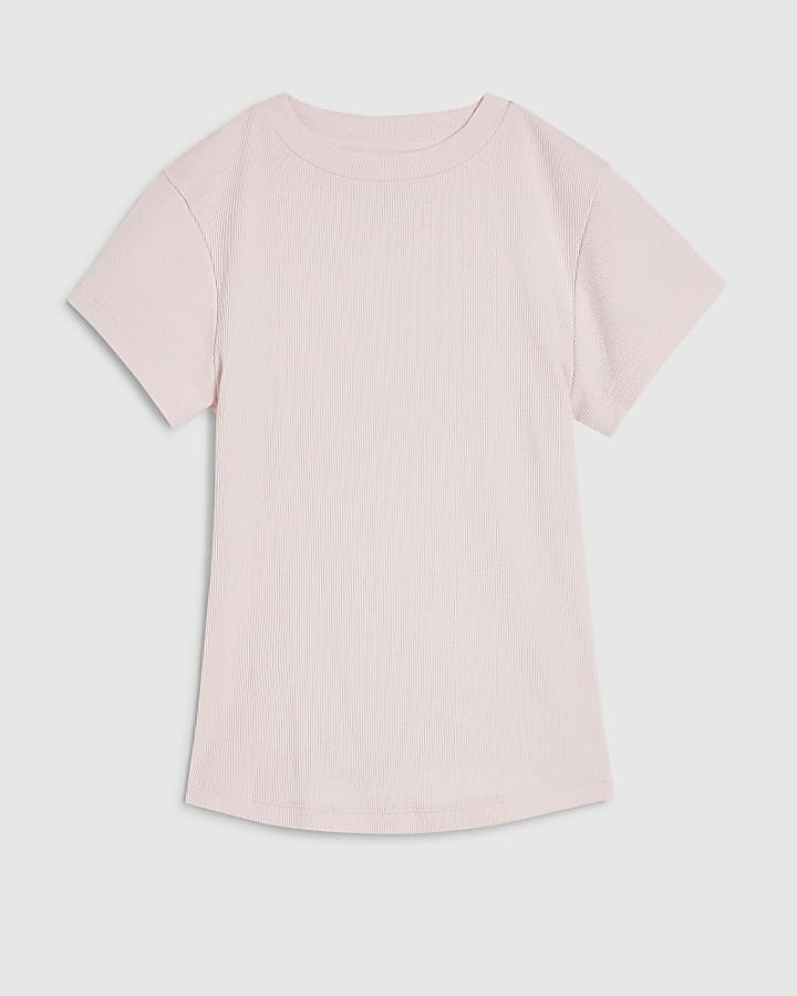 Pink Fitted Ribbed T-shirt