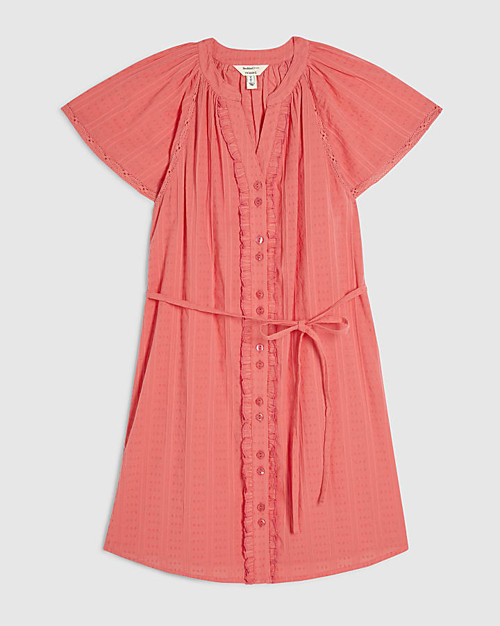 Pink V Neck Mini Dress