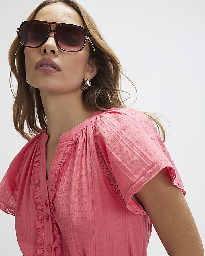 Pink V Neck Mini Dress