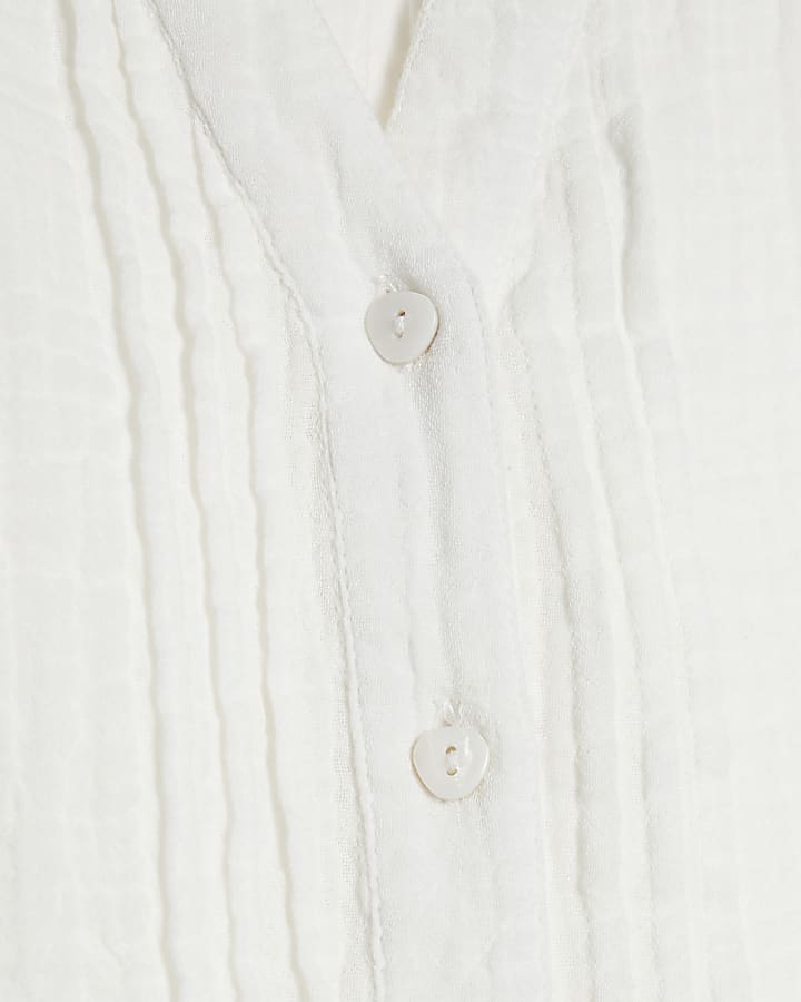 White Frill Collar Short Sleeve Blouse