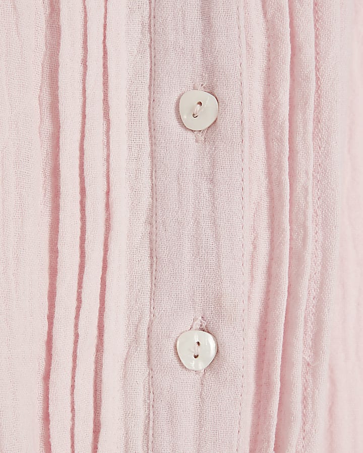 Pink Textured Tie Waist Playsuit