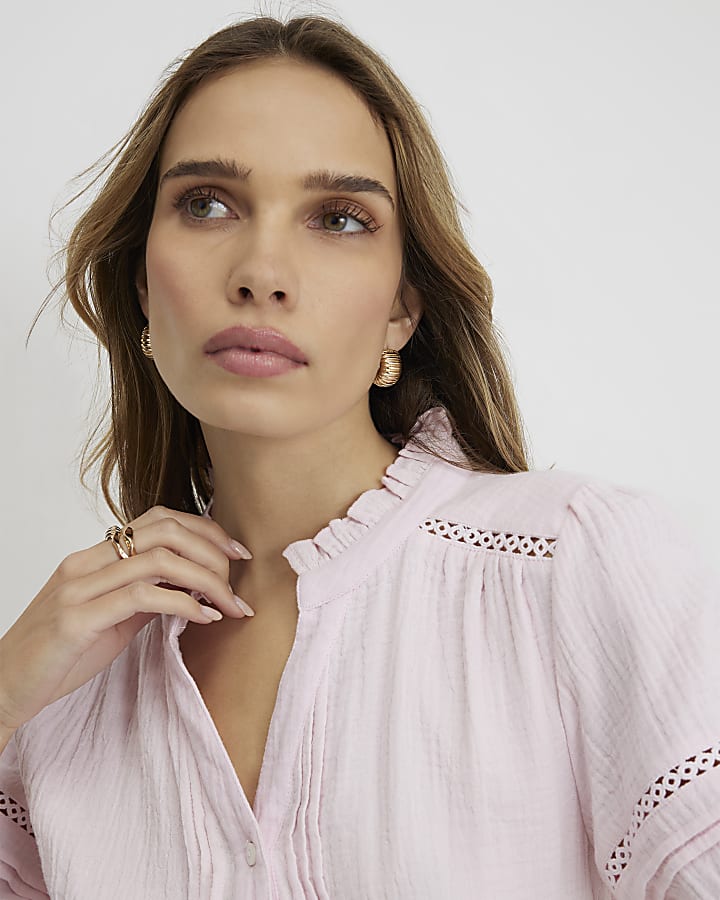 Pink Textured Tie Waist Playsuit