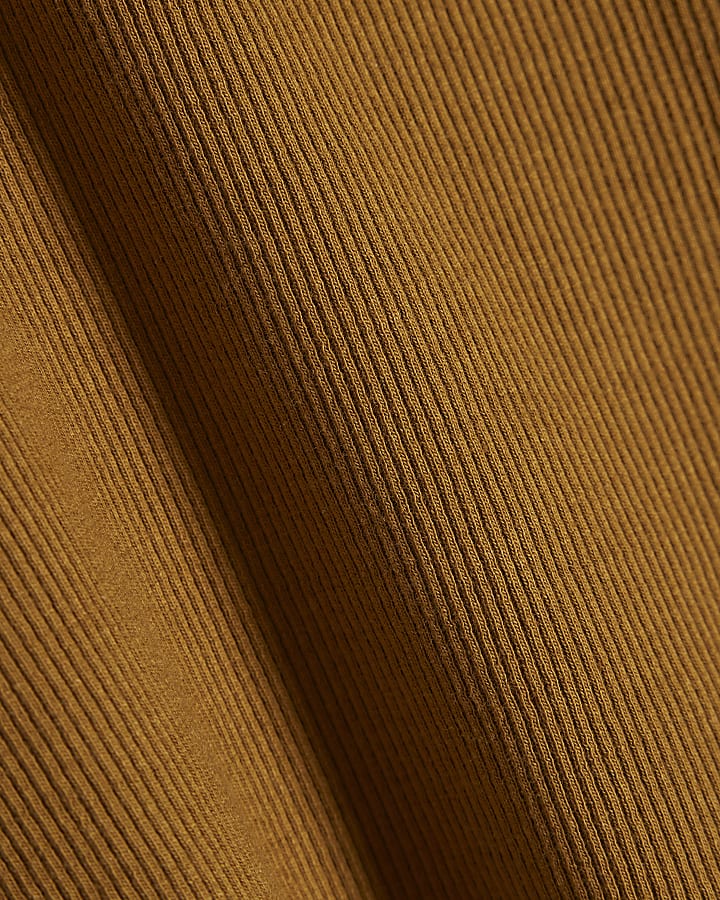 Brown Sleeveless Ribbed Tank Top