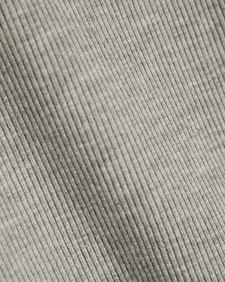 Grey Sleeveless Ribbed Tipped Tank Top