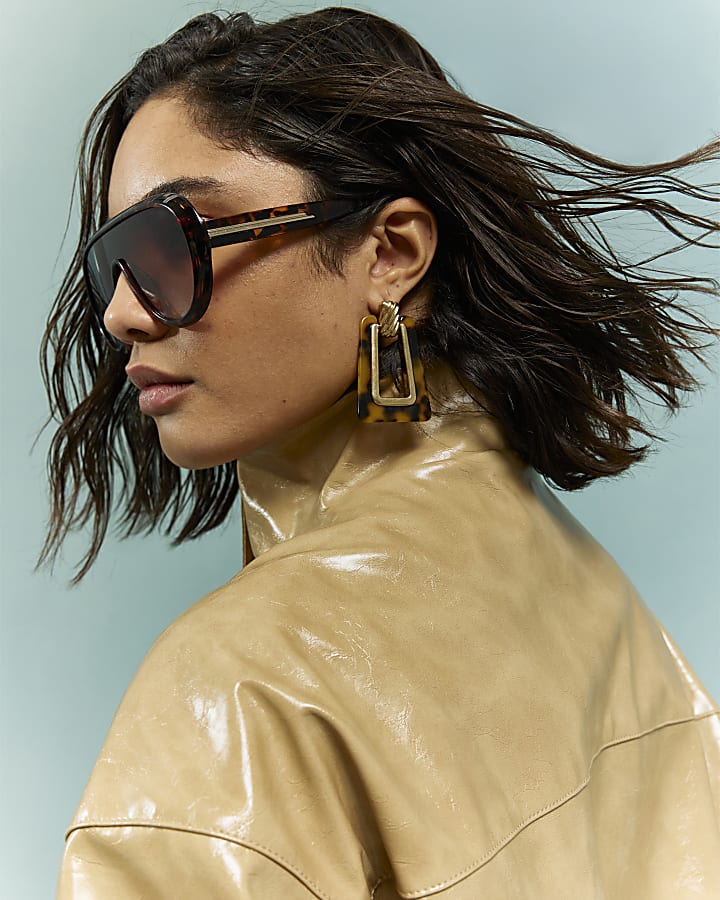 Beige Vinyl Funnel Neck Bomber Jacket