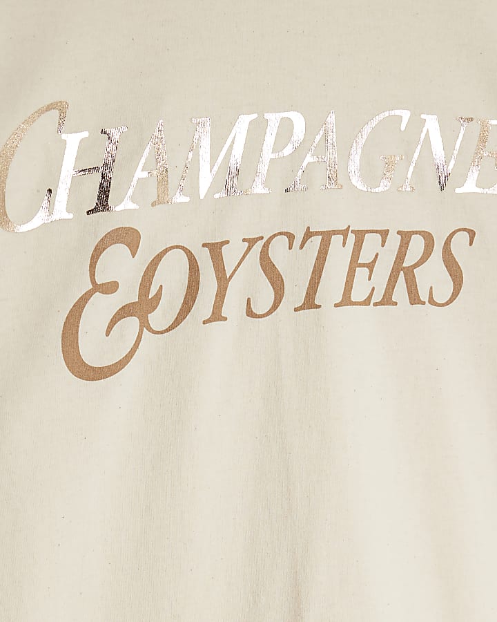 Cream Short Sleeve Champagne Oysters T-shirt