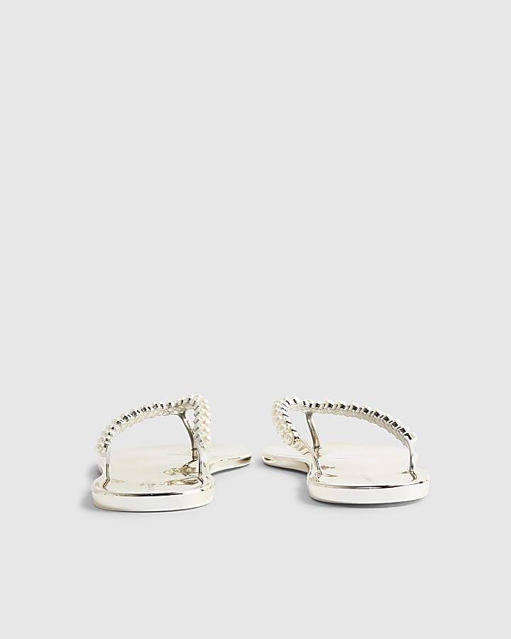 Gold Pearl Thong Jelly Flip Flops