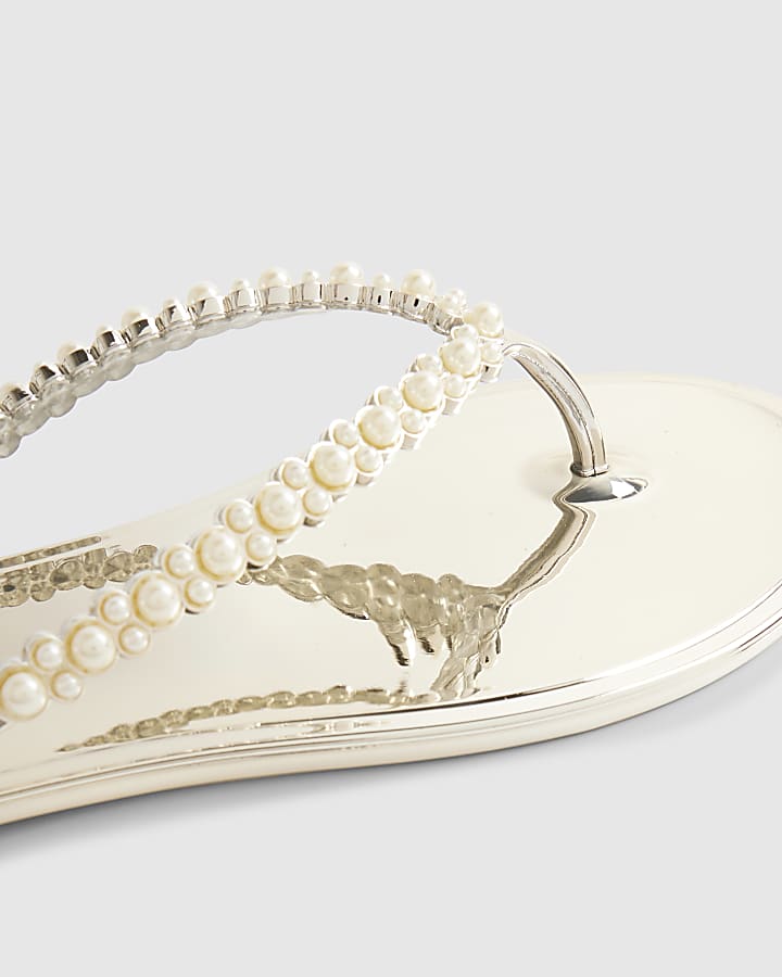 Gold Pearl Thong Jelly Flip Flops