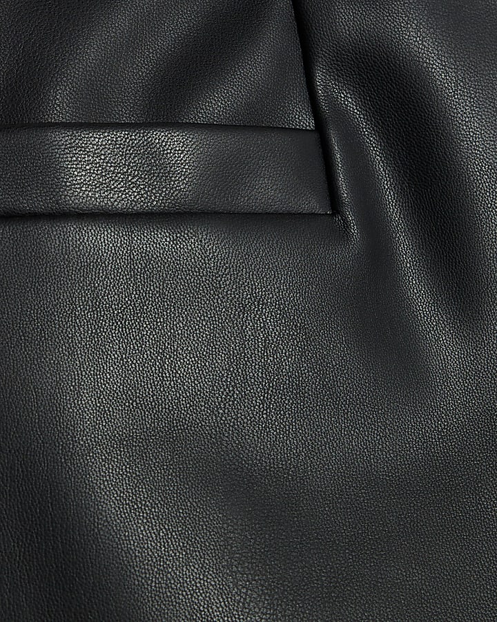 Black Faux Leather Flippy Skort