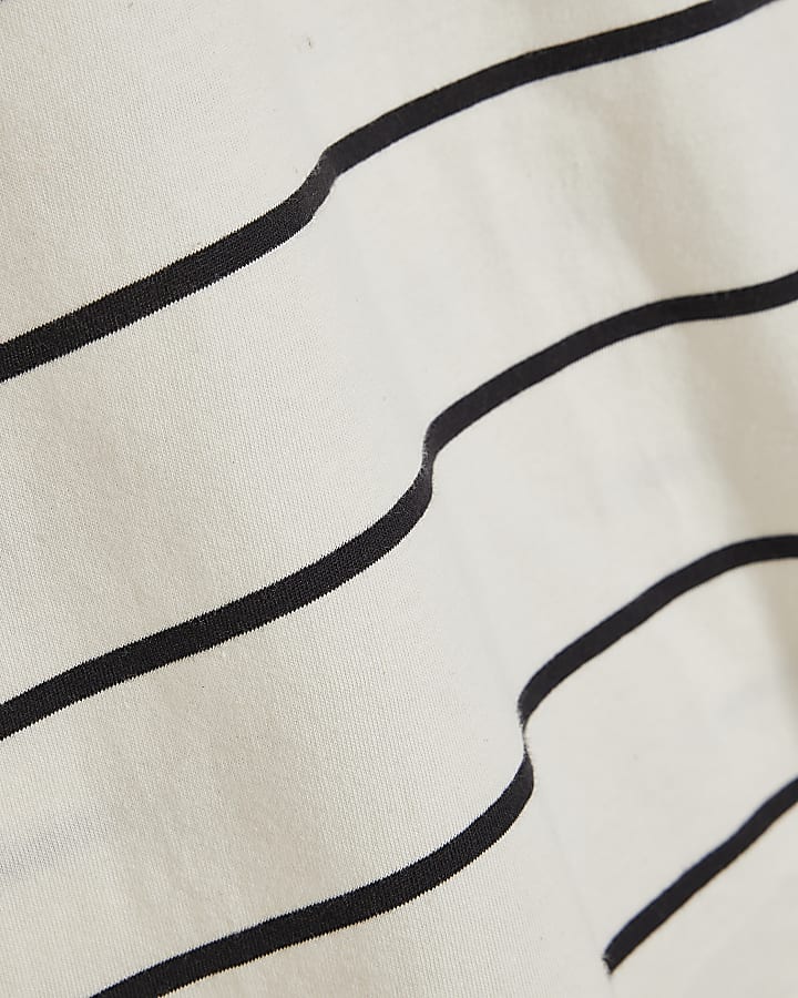 Cream Striped Grown On Sleeve T-shirt