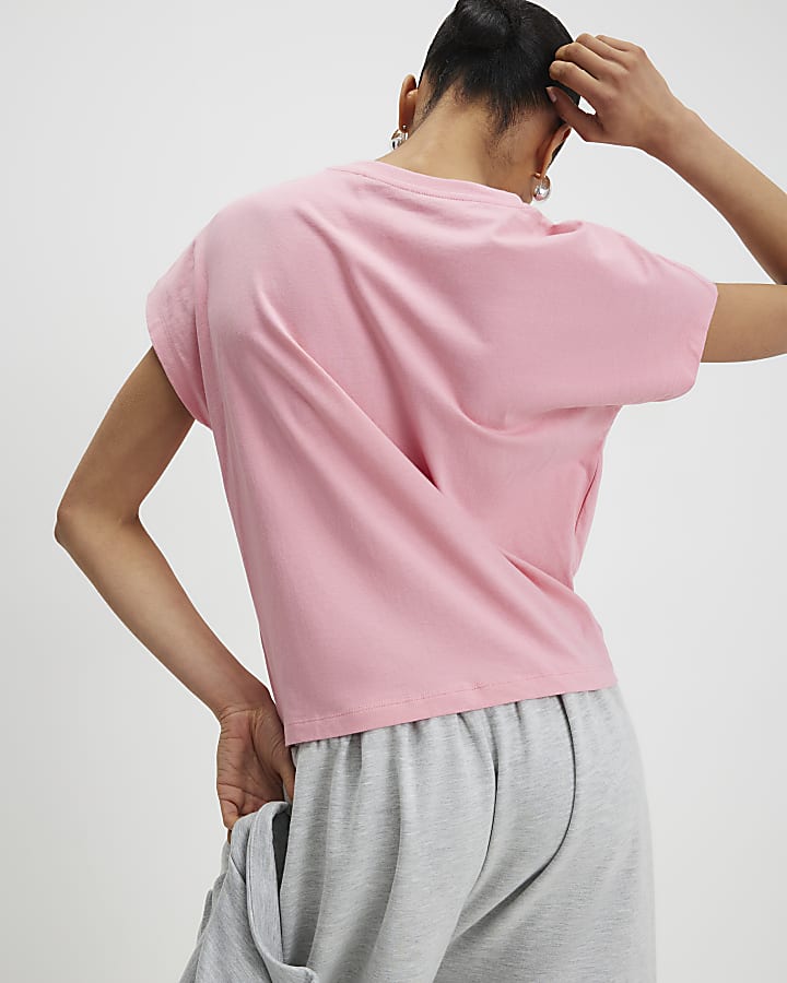 Pink Short Sleeve Twist Front T-shirt