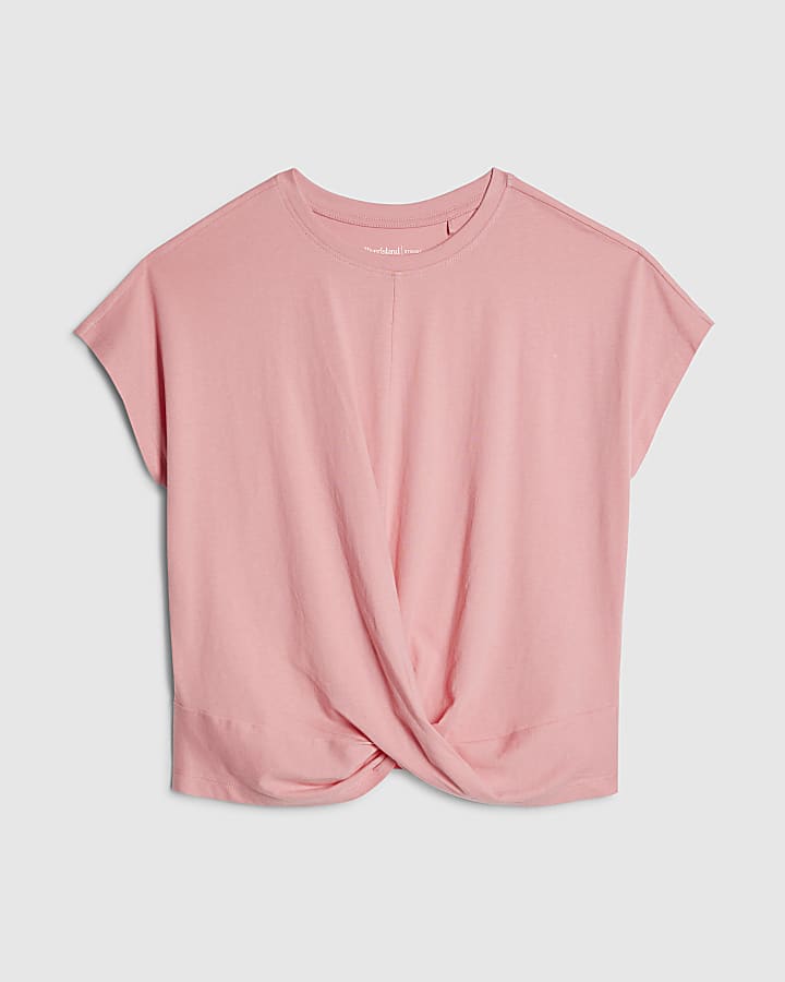 Pink Short Sleeve Twist Front T-shirt