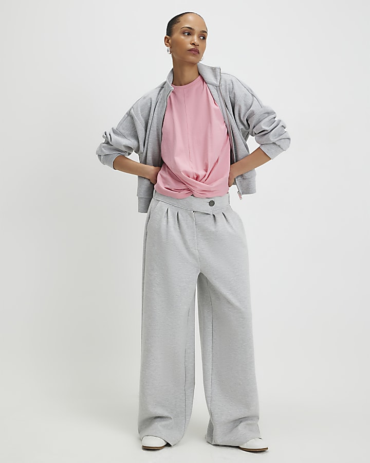 Pink Short Sleeve Twist Front T-shirt