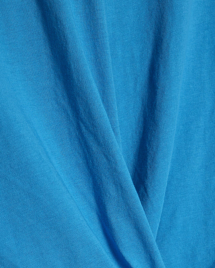 Blue Short Sleeve Twist Front T-shirt