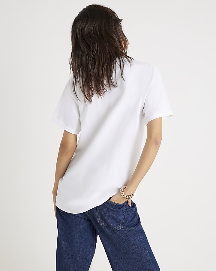 White Short Sleeve Fig Print T-shirt