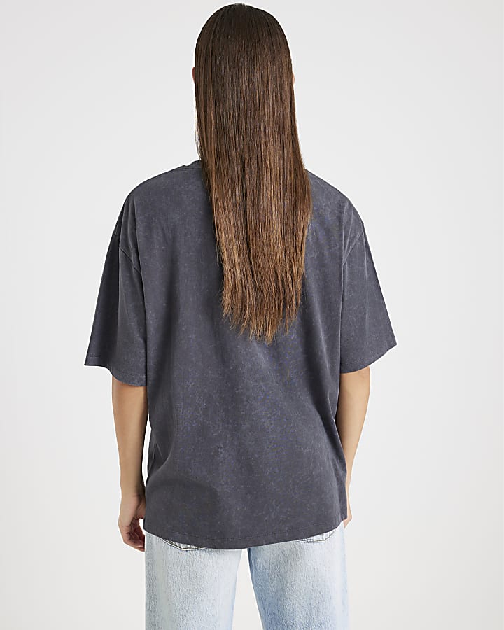 Grey Short Sleeve Sequin Floral T-shirt