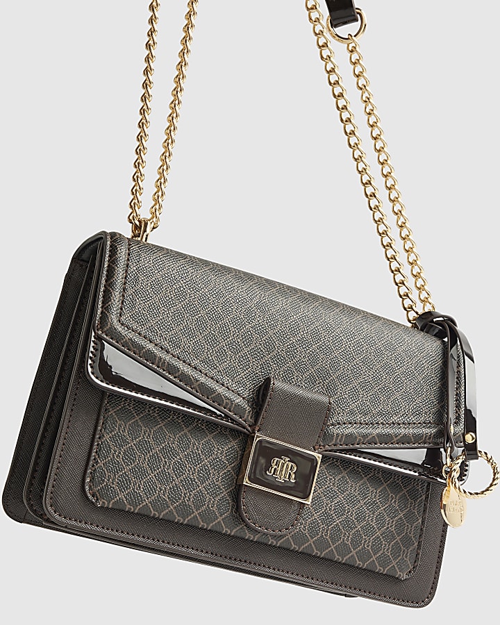 Brown Front Chain Shoulder Bag