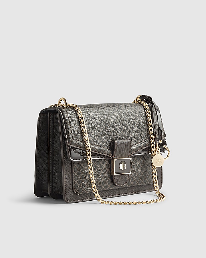 Brown Front Chain Shoulder Bag