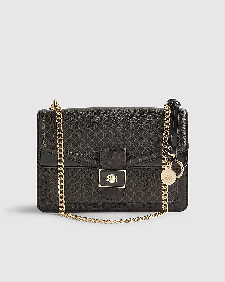 Brown Front Chain Shoulder Bag