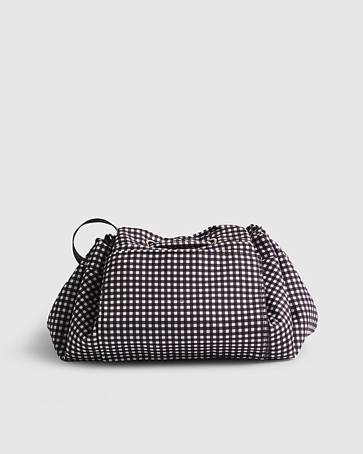 Black Gingham Scrunch Makeup Bag