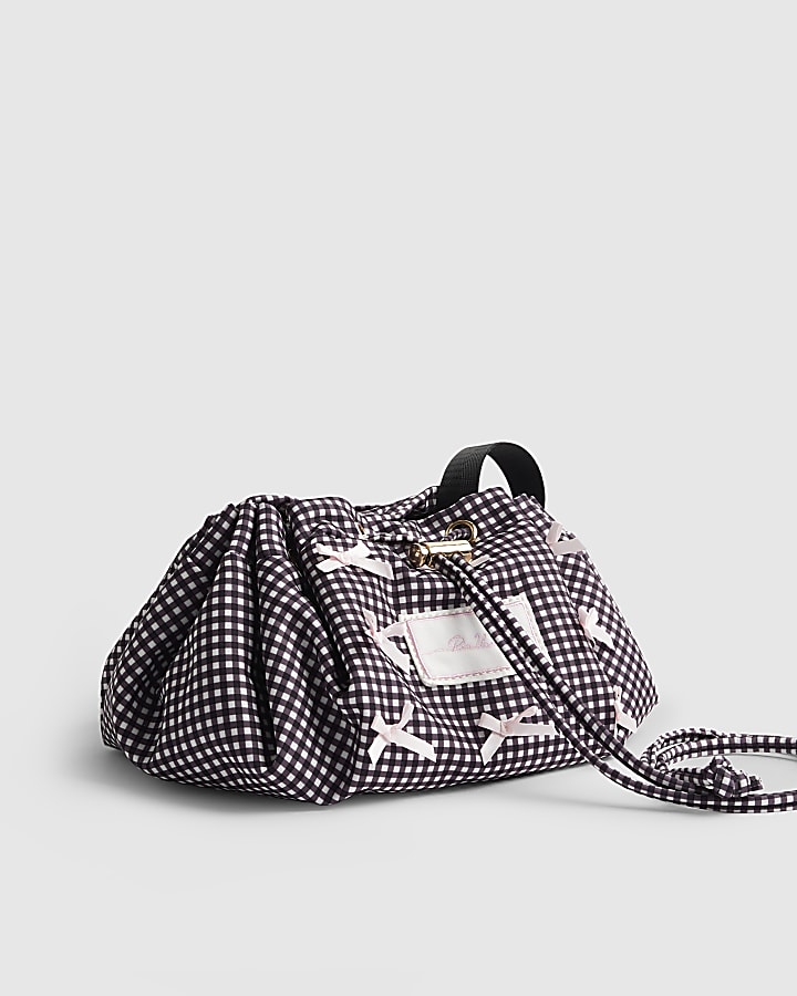 Black Gingham Scrunch Makeup Bag