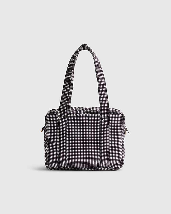 Black Gingham Bow Holdall Bag