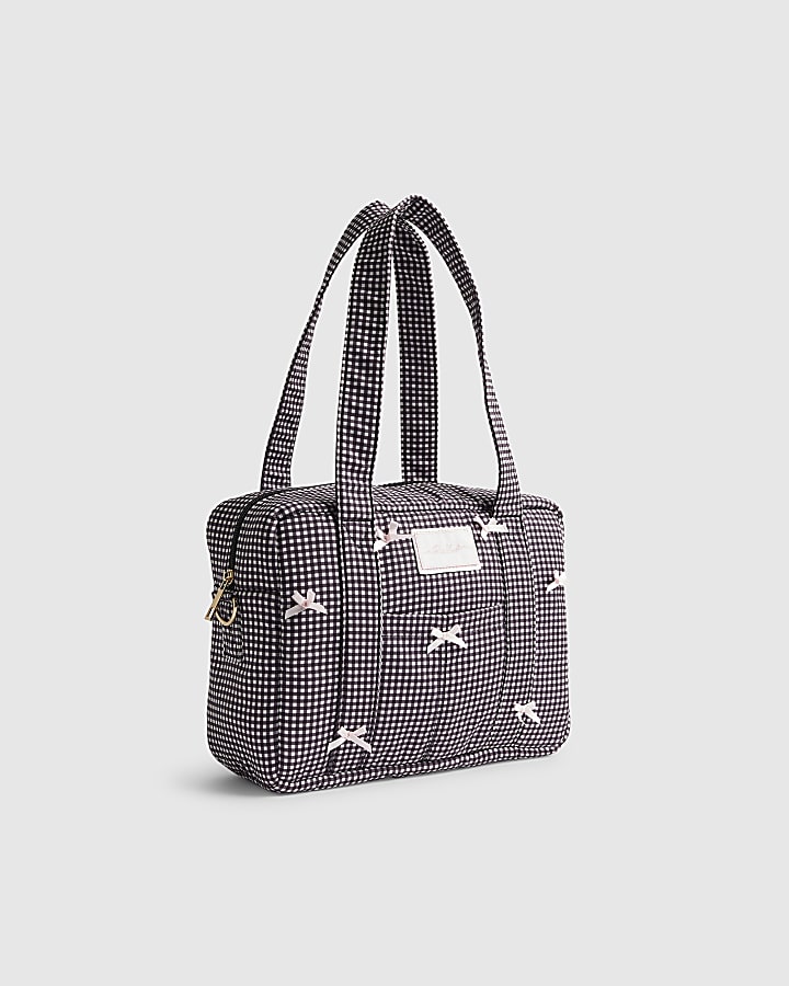 Black Gingham Bow Holdall Bag