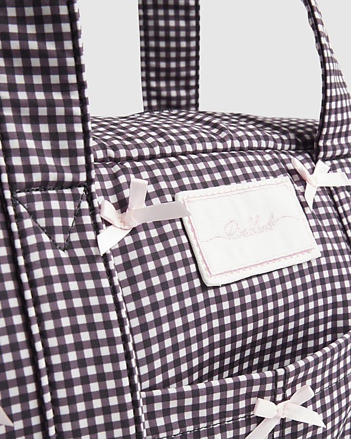 Black Gingham Bow Holdall Bag