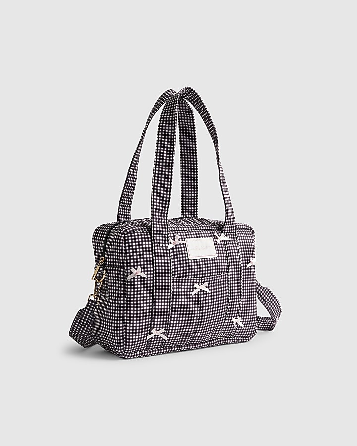 Black Gingham Bow Holdall Bag