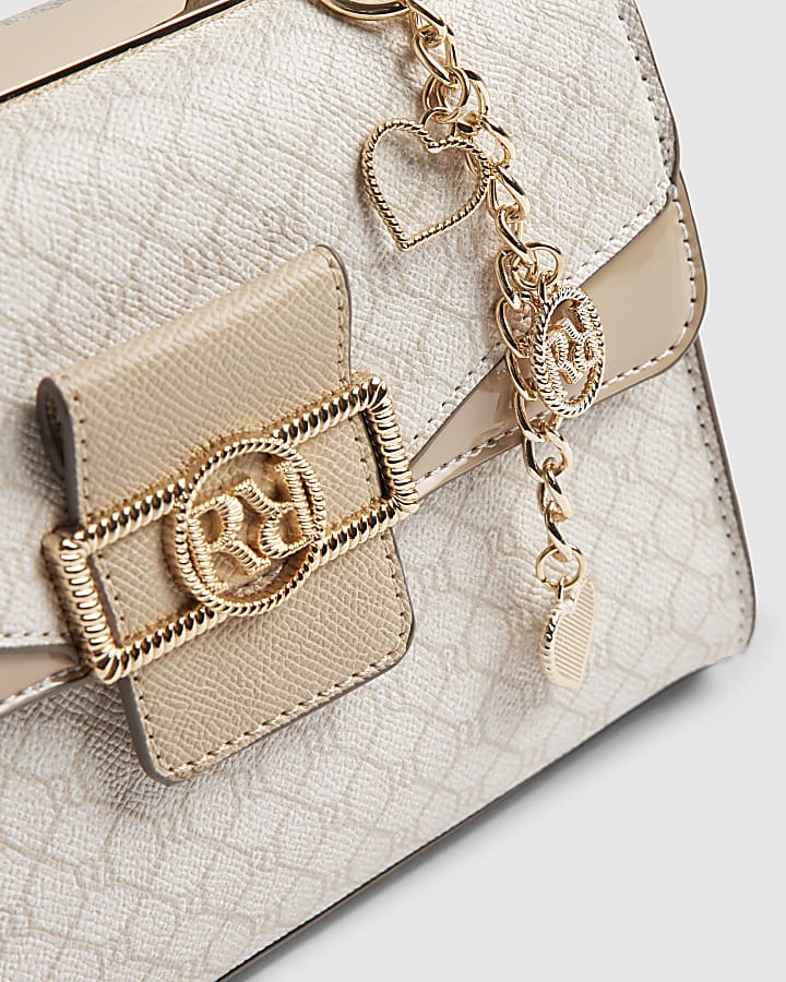 Beige Monogram Panelled Mini Tote Bag