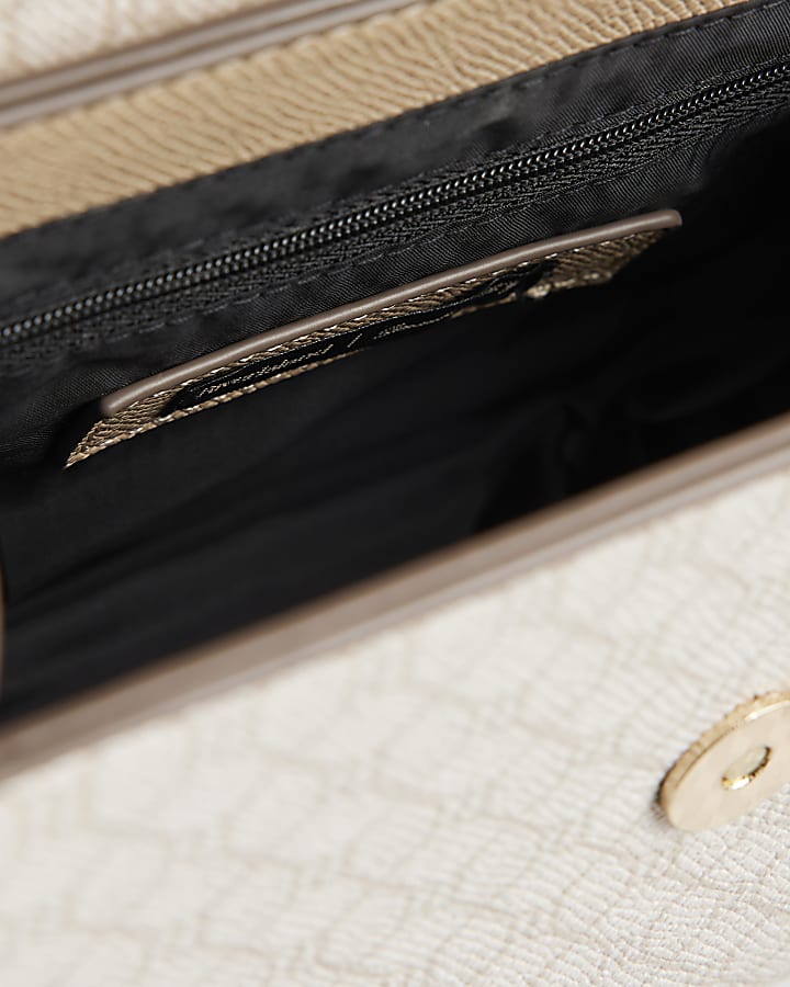 Beige Monogram Panelled Mini Tote Bag