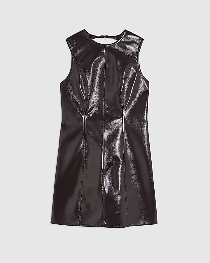 Red Faux Leather Bow Back Mini Dress