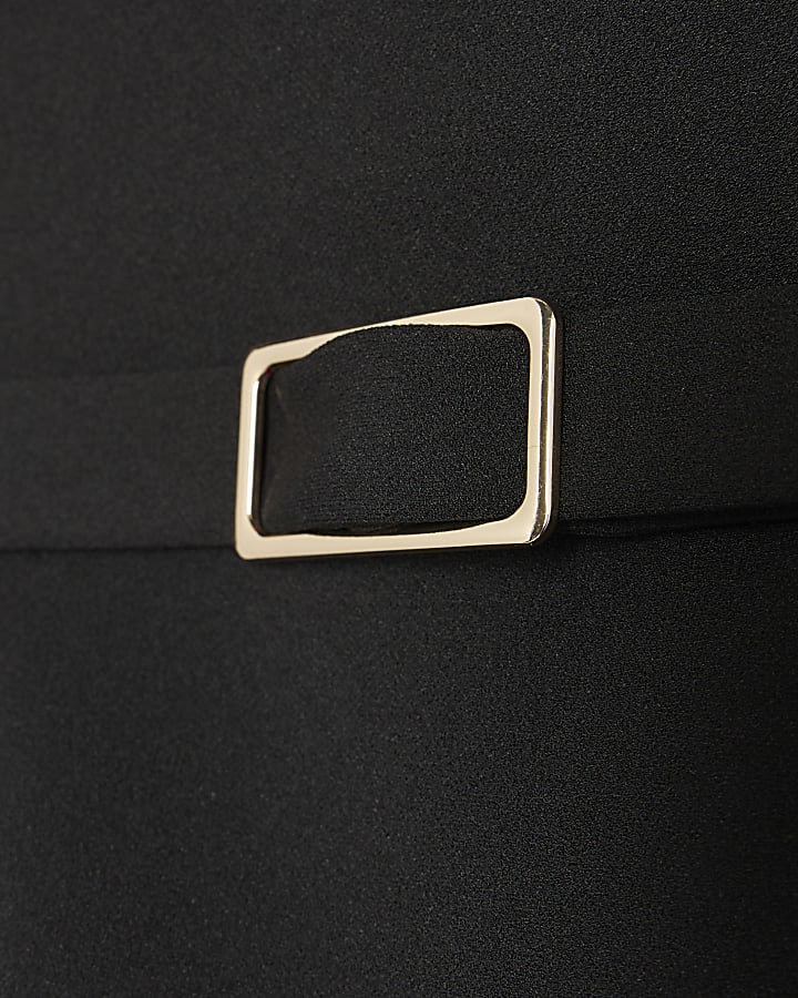 Black Bandeau Peplum Belted Jumpsuit