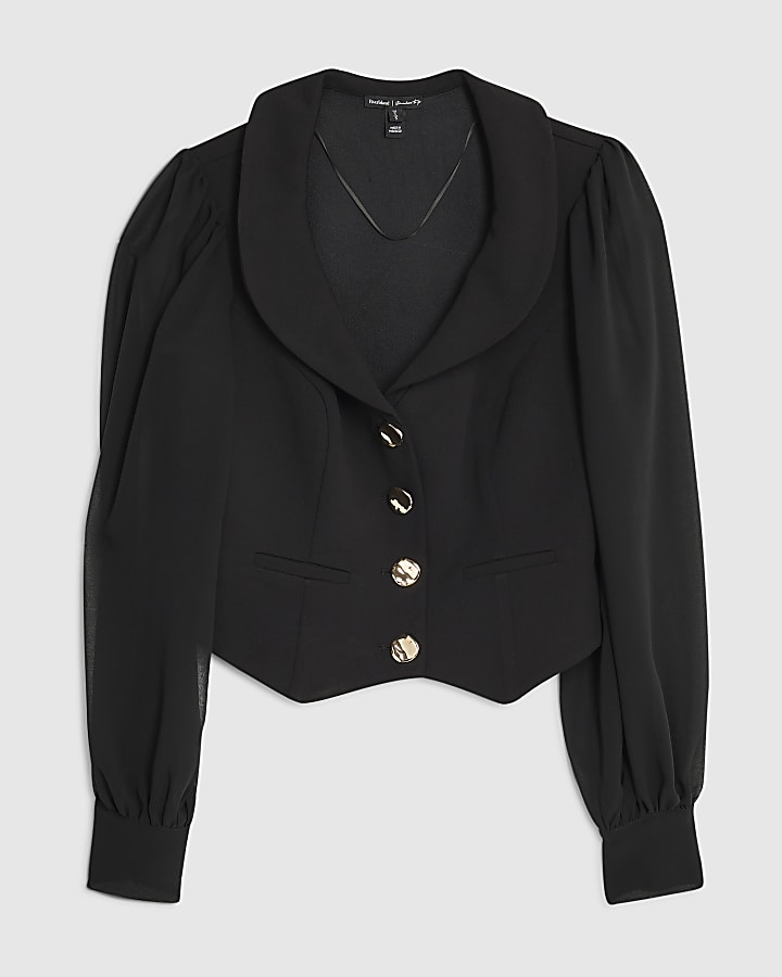 Black Chiffon Sleeve Jacket