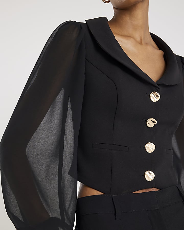 Black Chiffon Sleeve Jacket