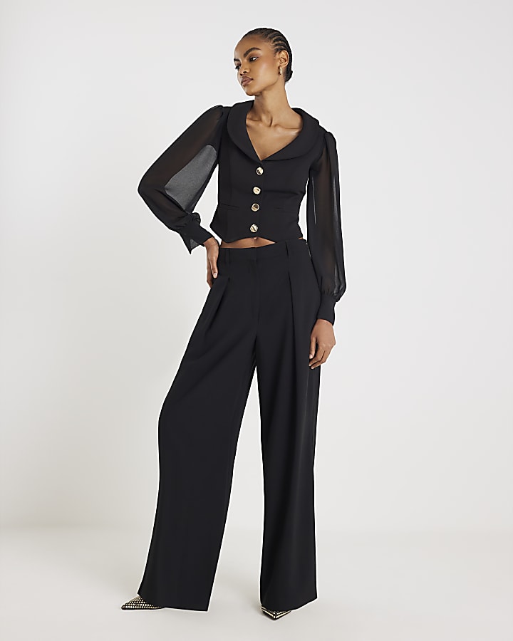 Black Chiffon Sleeve Jacket