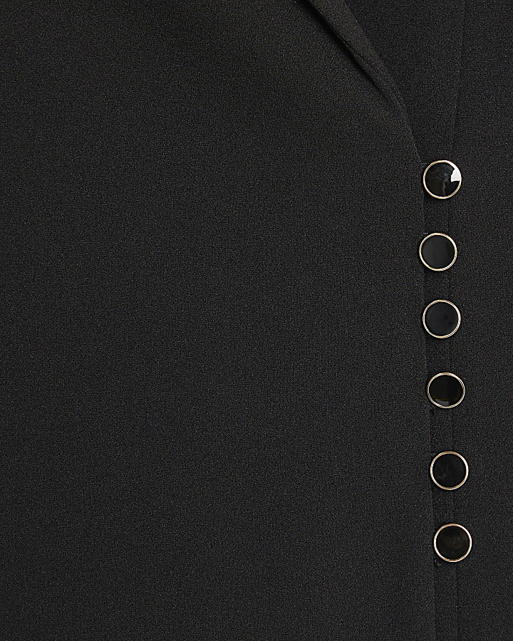 Black Sleeveless Asymmetric Waistcoat