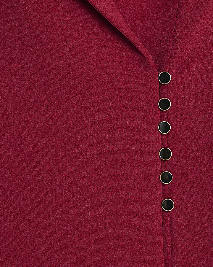 Red Sleeveless Asymmetric Waistcoat
