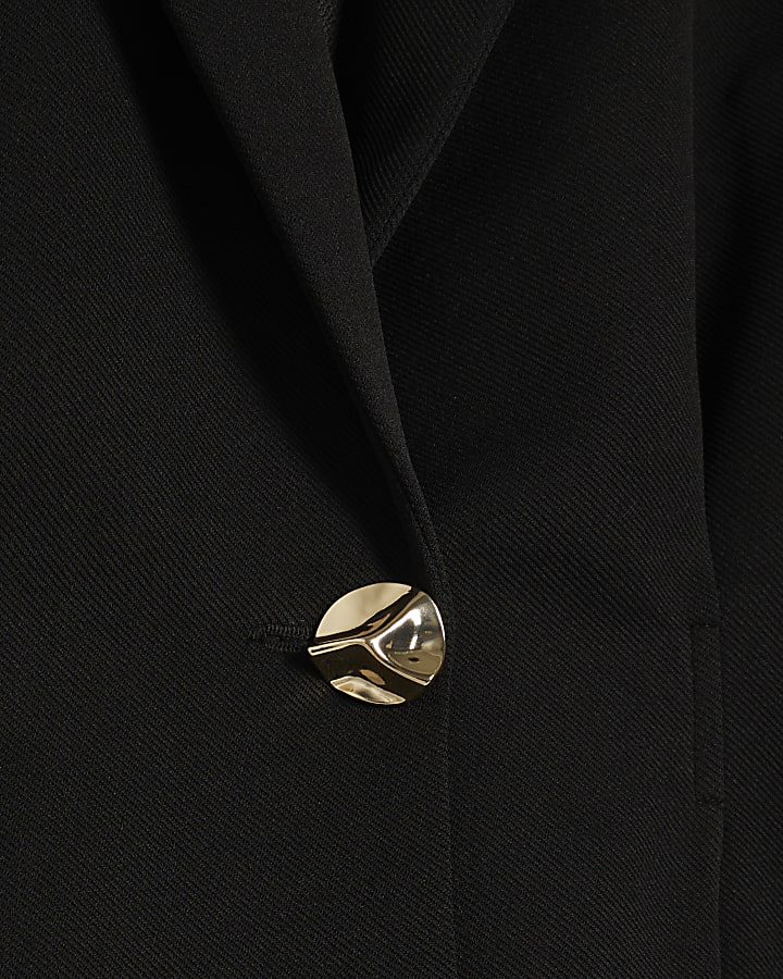 Black Long Sleeve Cinched Waist Blazer