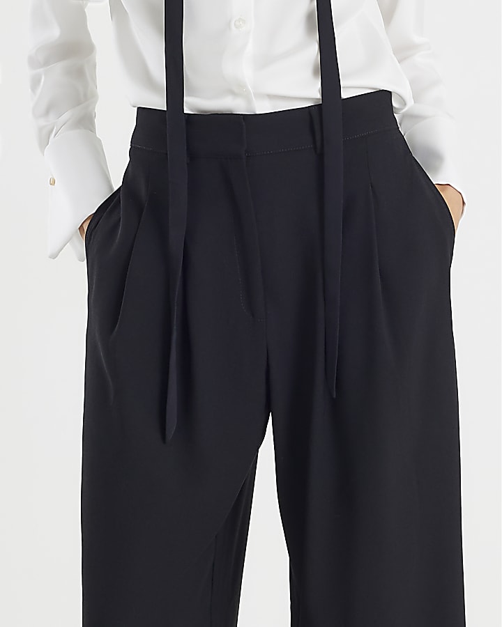 Black Wide Leg Tailored Trousers